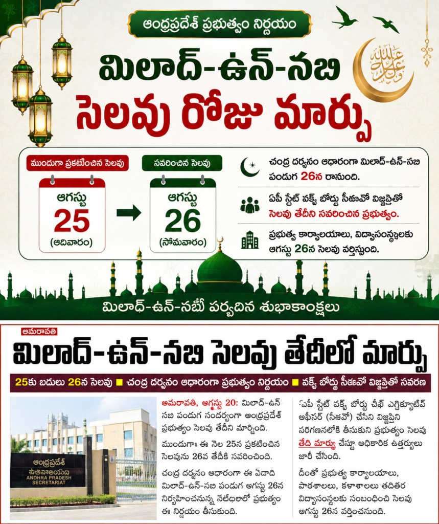మిలాద్‌-ఉన్‌-నబీ సెలవు తేదీలో మార్పు